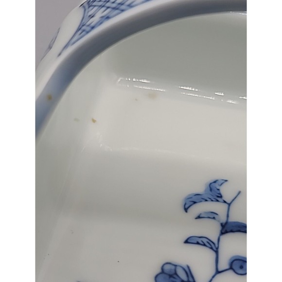 Fitz & Floyd Japan Square Trinket Basket Blue and White With Flowers Handle - Picture 7 of 13